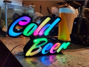 kalt Bier LED Zeichen Bierhalter Flasche Zapfhahn Griff Glas führt Licht Beleuchtung 3d print model - Mito3D