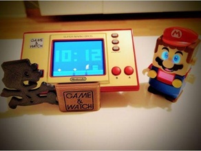 gioco orologio Mario Schermo console nintendo interruttore retrò In piedi 3d print model - Mito3D