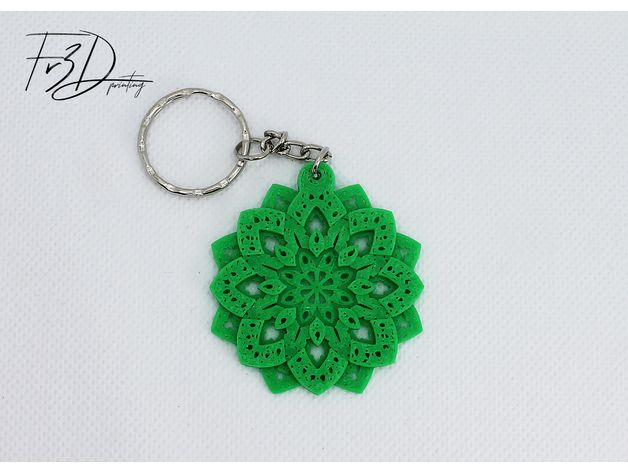 mandala anahtarlık yeşil anahtar 3D print model - Mito3D