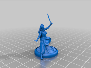 humano hembra espada bardo cimitarra dnd mini miniatura mazmorras dragones pícaro ladrón 3d print model - Mito3D