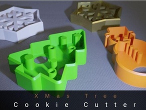 xmas tree cookie cutter baking cake christmas ornament cooking decoration dough holiday kitchen kitchenware santa claus snow snowflake snowman tool 3d print model - Mito3D