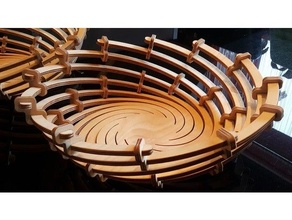 plywood spiral bowl 3d puzzle 4mm bloodbowl bowls cnc cnclaser laser lasercut engraver 3d print model - Mito3D