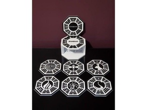 dharma initiative lost coaster set beverage coasters holder drink household prop 3d print model - Mito3D