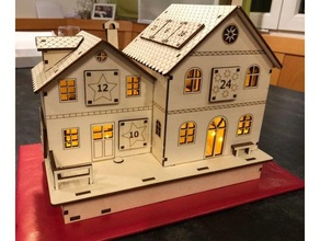 advent calendar house lasercut plywood wood 3d print model - Mito3D