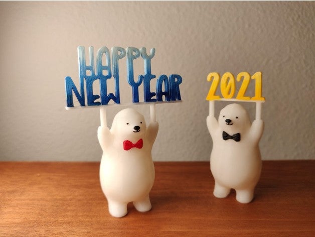kumaty year polar bears 2021 bear happy polarbear 3D print model - Mito3D