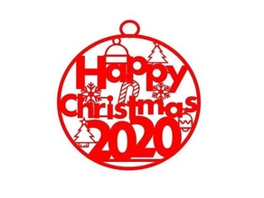 happy christmas 2020 bauble decoration ornament merry 3d print model - Mito3D