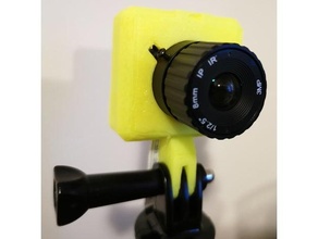 frambuesa pi cámara caso funda 8mm lente gopro mount montar 3d print model - Mito3D