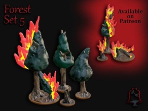 açık yaprak orman Ayarlamak 5 yanan dnd masaüstü arazi ağaçlar savaş oyunları 3d print model - Mito3D