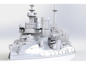 pre-dreadnought battleship bouvet 1896 1 700 boat french ironclad model ship predreadnought scale sea steamboat steampunk victorian wargame warship ww1 3d print model - Mito3D