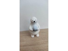 kumaty polar bear holding snow globe 3d print model - Mito3D