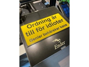 skylt kaos idiot idioter ordning sign svenska 3d print model - Mito3D