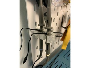 probe holder ikea skadis pegboard multimeter oscilloscope probes stand support toolbox tools 3d print model - Mito3D