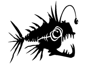 angler fish stencil anglerfish animal predator 3d print model - Mito3D
