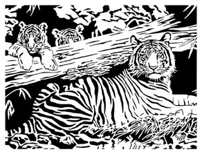 tigre pochoir 3 animal art gros chat exotique Inde jungle mammifère tigres 3d print model - Mito3D