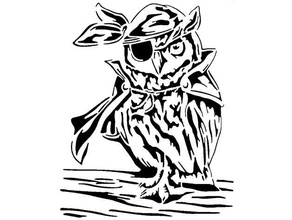 pirate owl stencil bird halloween 3d print model - Mito3D