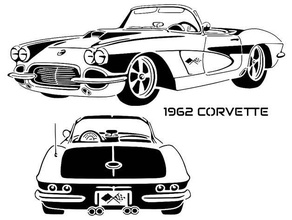 1962 corvette stencil car vehicle 3d print model - Mito3D