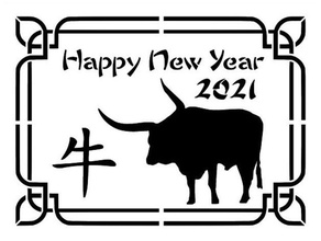 2021 pochoir art taureau chinois an zodiaque vache heureux nouvel An 3d print model - Mito3D
