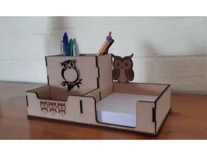 coruja escrivaninha organizador corte laser 3d print model - Mito3D