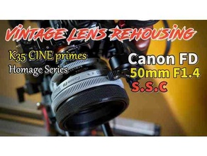 canon fd 50mm f14 ssc vintage lens cine rehousing adapter hood 3d print model - Mito3D