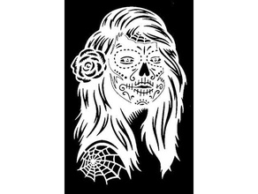 2d sugar skull girl 2dart art wall mexican 3d print model - Mito3D