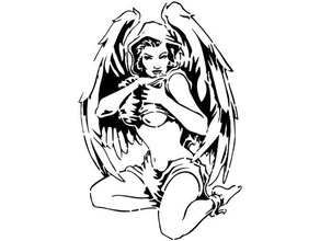 angel girl stencil 1 scan sexy-girl 3d print model - Mito3D