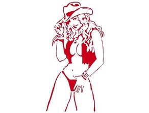 mucca ragazza stencil 2 cowboy cowgirl sexy girl occidentale 3d print model - Mito3D