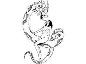 dragon fille pochoir aérographe art nu serpent tatoo 3d print model - Mito3D