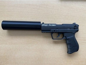 susturucu 2 Walther pk380 gürültülü mpfer dekorasyon deko gaz alarm atışı tabancası 3d print model - Mito3D