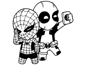2d Örümcek Adam Deadpool 2dart Sanat duvar sinirlenmiş anti kahraman intikamcı Yenilmezler Chibi güzel dekorasyon kolay Yazdır kahramanlar hayret mcu mutant 3d print model - Mito3D