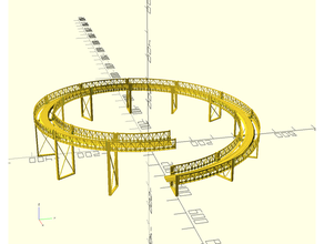 curved bridge h0 scale mode railway c-track building helix openscad spiral 3d print model - Mito3D