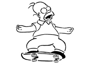Homer Schablone 4 Karikatur Papa Simpson Skateboard Skateboarding Sport sims Simpsons 3d print model - Mito3D