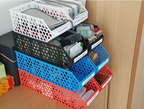 empilable paniers assortiment panier organisateur boîte boites récipient agrafe espace rangement 3d print model - Mito3D