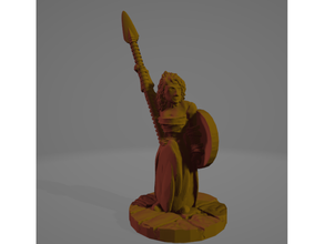 support-free shieldmaiden spear 28mm 28mmscale amazon goddess miniature viking warrior 3d print model - Mito3D