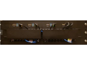 modular prateleira monte pi 4 cabo gestão interruptor 1u montagem suporte pi4 framboesa rpi4 3d print model - Mito3D