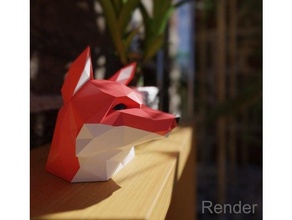 fox head - single color printers animal blender bust lowpoly poly minmalistic multicolor 3d print model - Mito3D