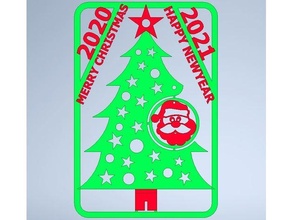 Navidad tarjeta postal 2020 2021 montaje decoración saludo contento Días festivos año fiesta vacaciones ornamento árbol 3d print model - Mito3D