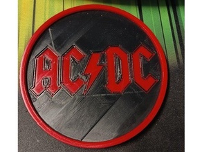 ac dc Coaster AC DC logo boisson 3d print model - Mito3D