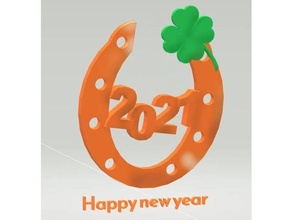 horseshoe 2021 happy year shamrock 3d print model - Mito3D