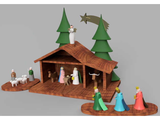 Geburt Szene weihnachtskrippe Dekor Dekorations krippe Weihnachtskrippe Ornament weihnachtsdekoration 3D print model - Mito3D