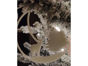 christmas tree ornament crescent moon reindeer 3d print model - Mito3D
