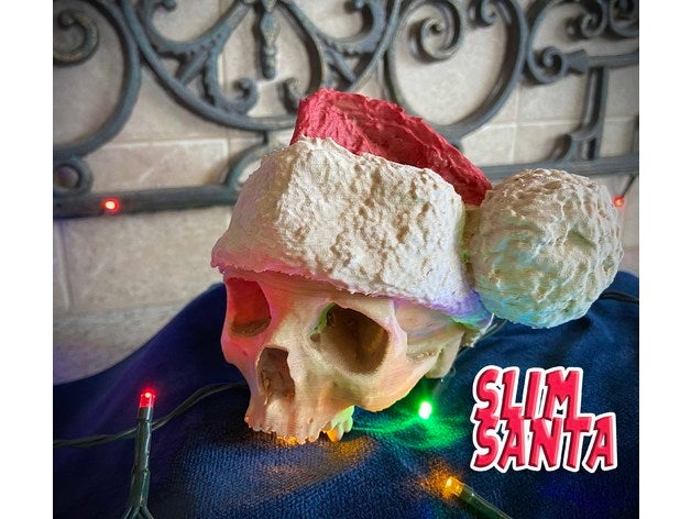 slim santa christmas ornament human skull claus 3D print model - Mito3D