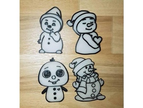 snowmen - 2 color christmas cute glow dark schneemann snowman 3d print model - Mito3D