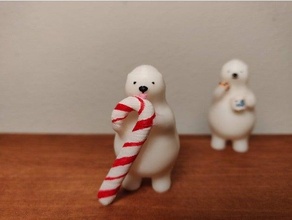 kumaty polar bear candy cane holiday polarbear 3d print model - Mito3D