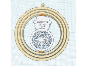 snowman snowflake ornament gyro 3d print model - Mito3D