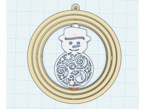 snowman swirl 2 christmas gyro ornament 3d print model - Mito3D