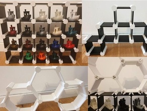 Customizável modular quadrado hex estante incl banco 3d print model - Mito3D