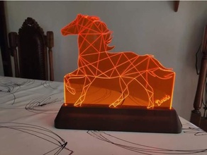 horse lamp stand acrylic engrave desk 3d print model - Mito3D
