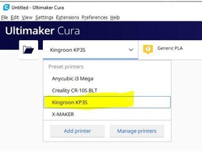 Kingroon kp3s cura fatiador Recursos arquivos fragmento perfil kp3 3d print model - Mito3D