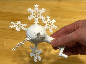 mechanical inverted snow globe christmas crank gears snowflake flake toy winter 3d print model - Mito3D