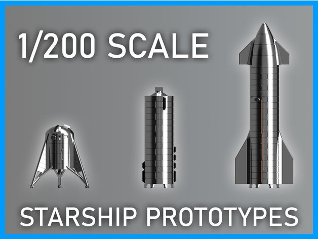 spacex starship prototypes hopper sn5 sn8 aerospace elon musk falcon 9 heavy model rocket nasa scale space spaceship bfr launch tesla 3D print model - Mito3D